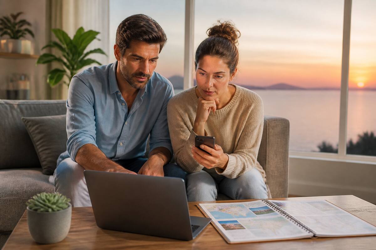 Stel dat vakanties vergelijkt op een laptop met reisagenda