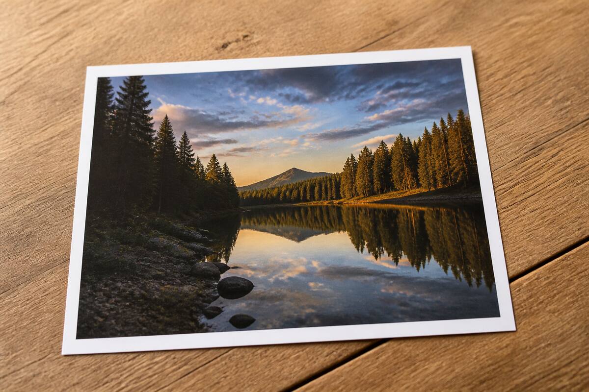 Close-up van een fotoafdruk op papier met zichtbare beeldkwaliteit en textuur