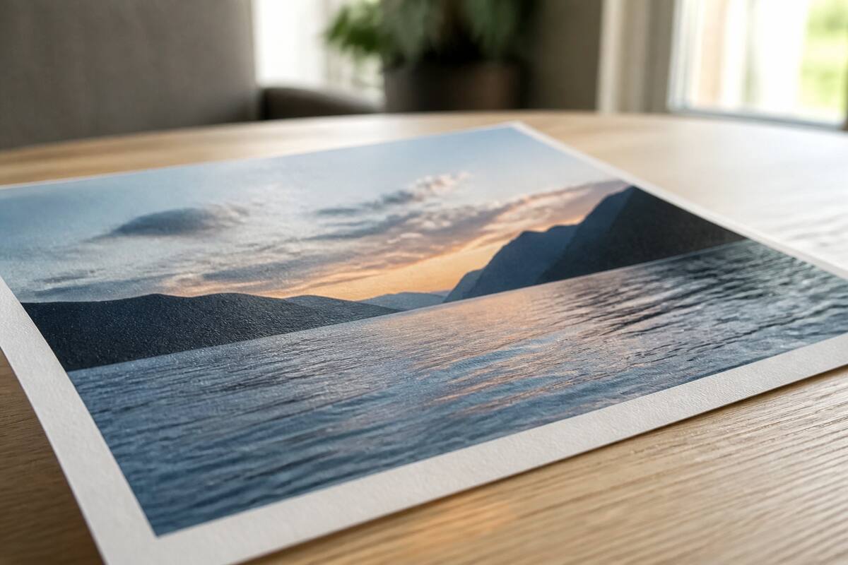 Een realistische afdruk op mat fotopapier onder natuurlijk licht